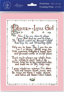 Prayer for a Little Girl Print - Sold in 3 per pack [HFA1202]