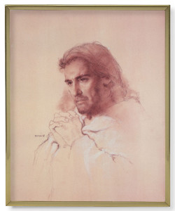 Prayerful Christ Gold Frame 11x14 Plaque [HFA4960]