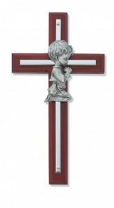 Praying Boy Cherry Wood Wall Cross - 6“H [RBS2011]