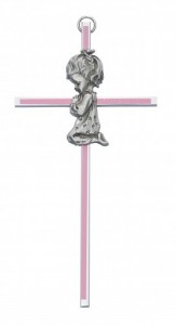 Praying Girl Pink Baby Cross - 6“H [RBS2020]