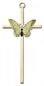 Resurrection Butterfly Wall Cross in Yellow 6“ [CRB0045]