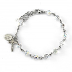 Rosary Bracelet - Sterling Silver with 6mm Fireball Crystal Swarovski Beads [RB3463]