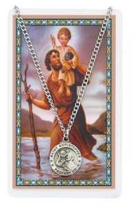 Round St. Christopher Medal with Prayer Card [PC0039]