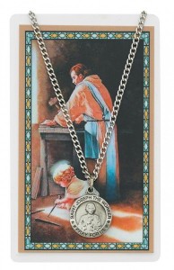 Round St. Joseph The Worker Medal and Prayer Card [PCMV007]