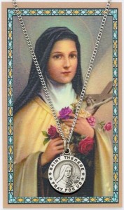 Round St. Therese Medal with Prayer Card [PC0099]