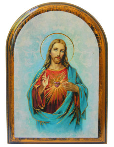 Sacred Heart of Jesus 3.75x5.25 Arched Wood Plaque [HFA4662]