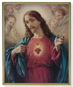 Sacred Heart of Jesus Gold Frame 11x14 Plaque [HFA4937]