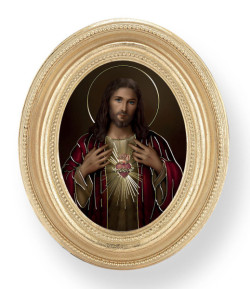 Sacred Heart of Jesus Small 4.5 Inch Oval Framed Print [HFA4705]
