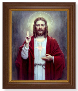 Sacred Heart of Jesus by Chambers 8x10 Textured Artboard Dark Walnut Frame [HFA5449]