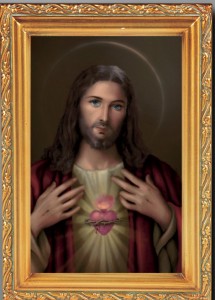 Sacred Heart of Jesus Antique Gold Framed Print [HFA0079]