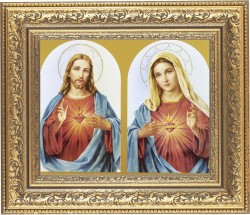 Sacred Heart and Immaculate Heart 8x10 Framed Print Under Glass [HFP191]