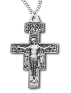 San Damiano Crucifix Pendant Sterling Silver - 4 sizes available [RECRX1000]