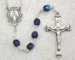 September Birthstone Rosary (Sapphire) - Sterling Silver [MVR009]