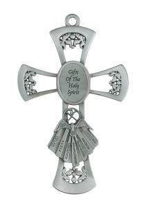 Seven Gifts of The Holy Spirit Pewter Wall Cross 6 Inches [MV1013]