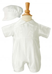Silk Baptism Romper with Button Accents [LTM071]