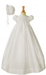 Silk Dupioni Baptism Gown with Smocked Bodice [LTM003]