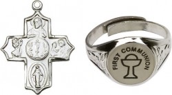 Silver Plate 4-Way Pendant with Communion Ring Set [BC0090]