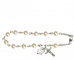 Silver Plated Rosary Bracelet with Pearl Beads [BLRB0905]