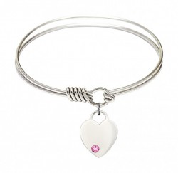 Smooth Bangle Bracelet with a Heart Charm [BRST038]