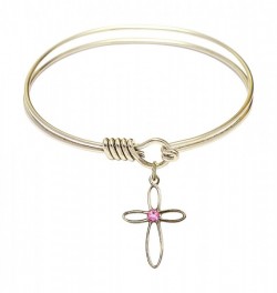 Smooth Bangle Bracelet with a Loop Cross Charm [BRST035]