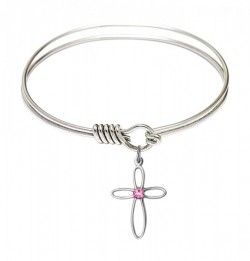 Smooth Bangle Bracelet with a Loop Cross Charm [BRST036]