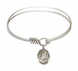 Smooth Bangle Bracelet with a Saint Edburga of Winchester Charm [BRS9324]
