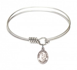 Smooth Bangle Bracelet with a Saint Margaret Mary Alacoque Charm [BRS9420]