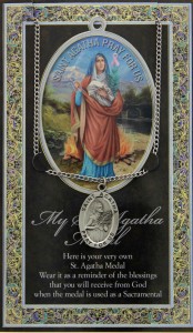 St. Agatha Medal in Pewter with Bi-Fold Prayer Card [HPM009]