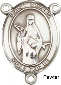 St. Amelia Rosary Centerpiece Sterling Silver or Pewter [BLCR0411]
