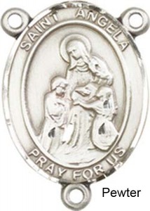St. Angela Merci Rosary Centerpiece Sterling Silver or Pewter [BLCR0382]