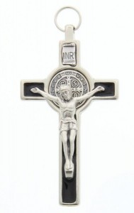 St. Benedict Silver with Black Enamel Pectoral Crucifix 3“ [SFA0018]