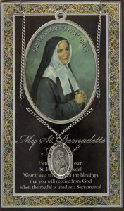 St. Bernadette Medal in Pewter with Bi-Fold Prayer Card [HPM012]