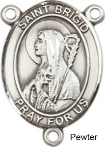 St. Brigid of Ireland Rosary Centerpiece Sterling Silver or Pewter [BLCR0288]