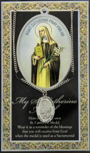 St. Catherine of Siena Medal in Pewter with Bi-Fold Prayer Card [HPM015]