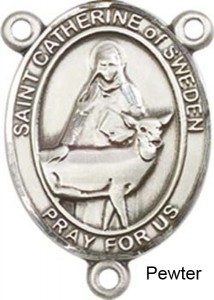 St. Catherine of Sweden Rosary Centerpiece Sterling Silver or Pewter [BLCR0434]