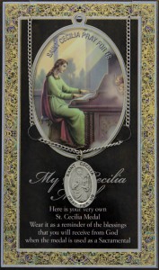 St. Cecilia Medal in Pewter with Bi-Fold Prayer Card [HPM016]