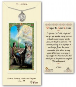 St. Cecilia Medal in Pewter with Prayer Card [BLPCP040]