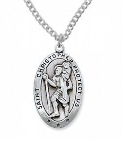 Men's St. Christopher Medal Sterling Silver - 1 1/8 inch [MVM1013]