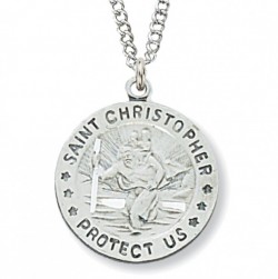 Women's Round St. Christopher Medal Sterling Silver [MVM1000]