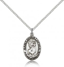 Women's Oval St. Christopher Pray For Us Necklace [BM0667]