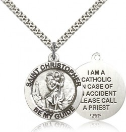 Men's Double-Sided I'm A Catholic St. Christopher Necklace [BM0671]