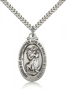 Go Your Way in Safely Men's Oval St. Christopher Necklace [BM0678]