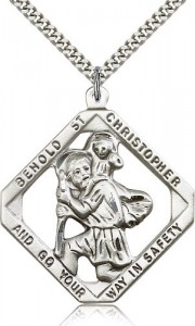 Large St. Christopher Necklace Open-Cut Diamond Shape [BM0687]