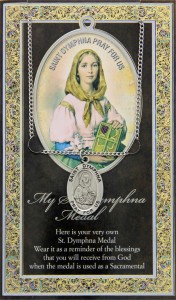 St. Dymphna Medal in Pewter with Bi-Fold Prayer Card [HPM022]