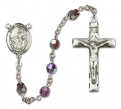 St. Dymphna Sterling Silver Heirloom Rosary Squared Crucifix [RBEN0177]