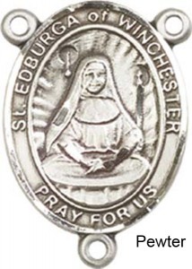 St. Edburga of Winchester Rosary Centerpiece Sterling Silver or Pewter [BLCR0422]