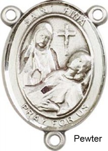 St. Fina Rosary Centerpiece Sterling Silver or Pewter [BLCR0462]