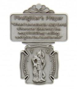 St. Florian Firefighter Prayer Visor Clip, Pewter - 2 1/8“H [AU1032]