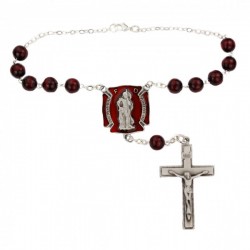 St. Florian Red Enamel Firefighter Auto Rosary [AUM087]