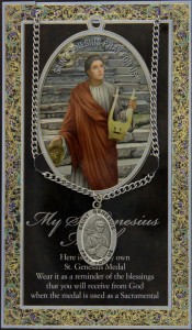 St. Genesius Medal in Pewter with Bi-Fold Prayer Card [HPM028]